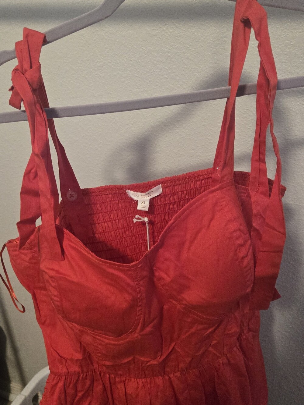 LC Lauren Conrad Red Tie-Shoulder Chemise
